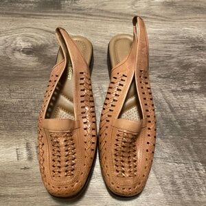 Karen Scott Tan Woven Slingback Flats Size 8.5